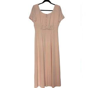 Donna Morgan Vintage Formal Midi Dress Embroidered Pearl Accents Pink Size 6